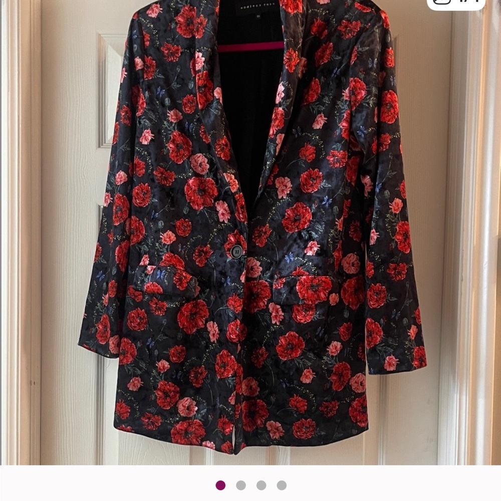 Endless Rose Black and Red Floral Blazer